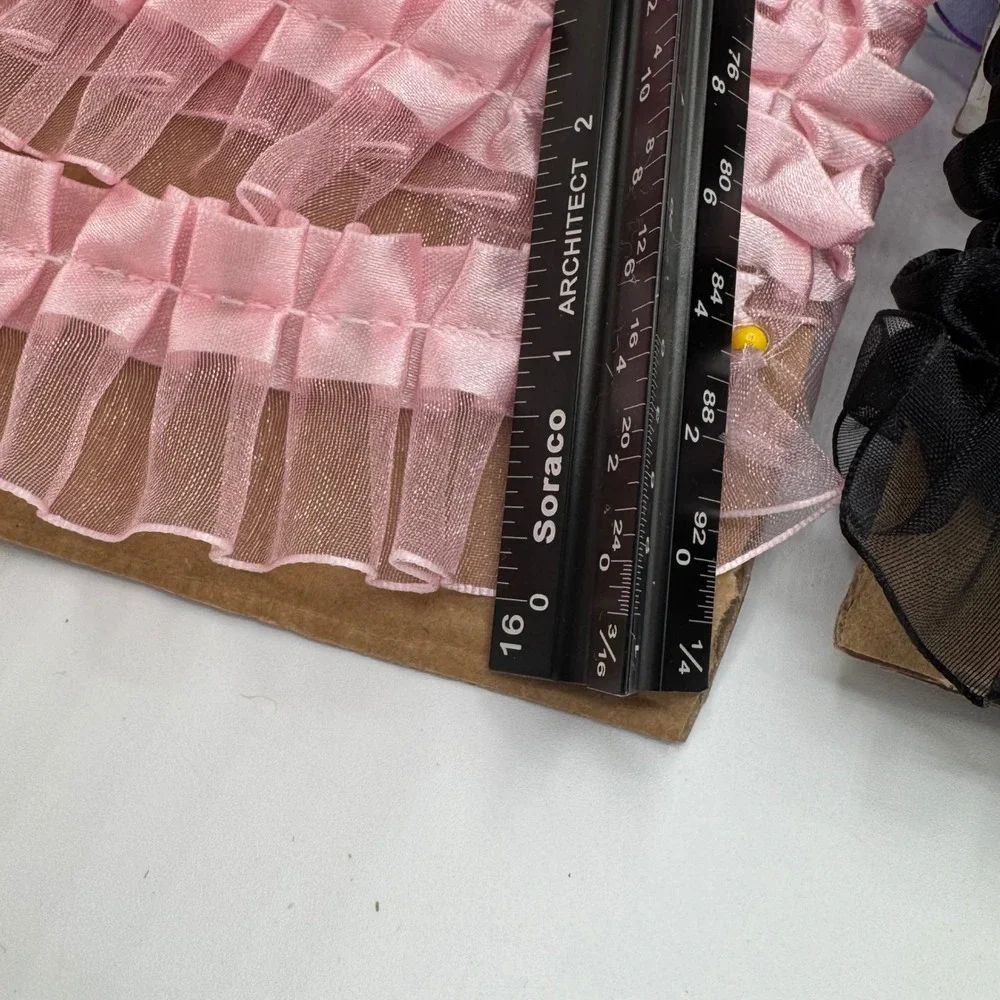8pc Lot Pleated Organza Satin Ruffle Trim Ribbon Assorted Colors 1 Inch Wide